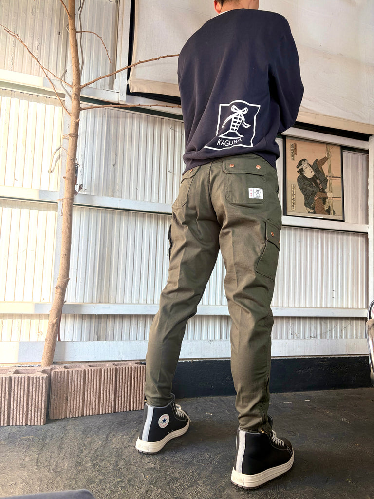  ワークパンツ カーキ 3本ライン カセヤマ ブッシュパンツ3 ストレッチ カーキ | 鳶職向け – kagura395